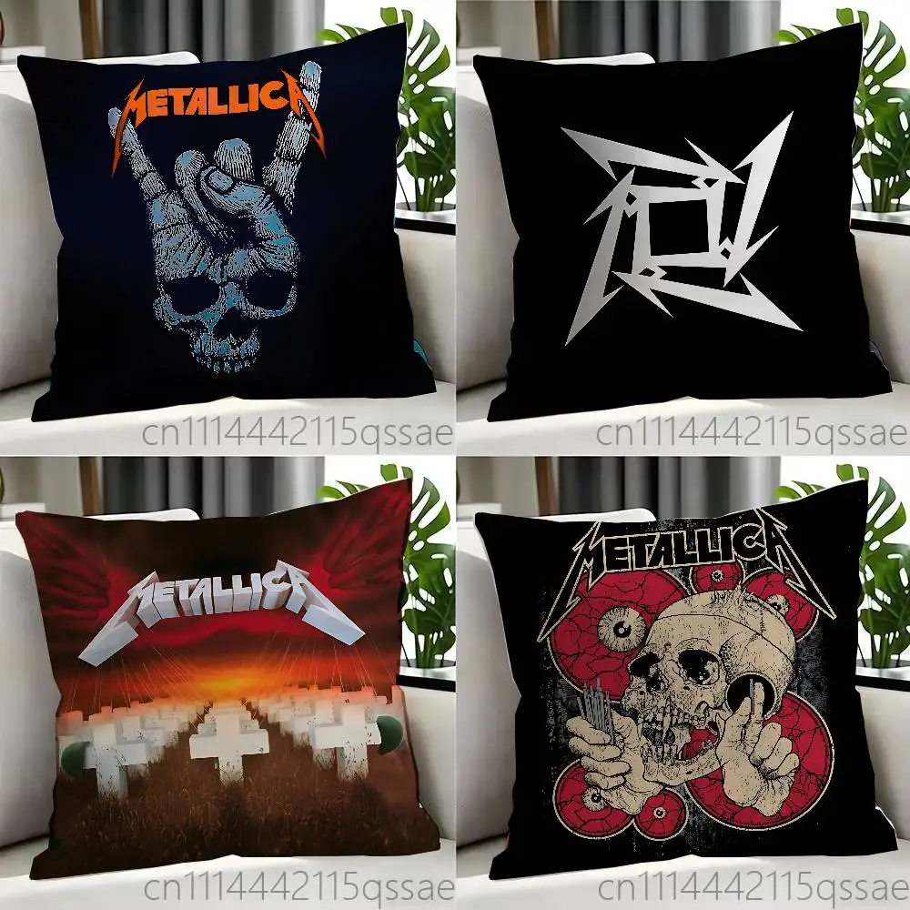 M-Metallica Band Pillow case Printed Polyester Throw Pillow Cover Decorative Sofa Cushion Pillowslip Home Decor