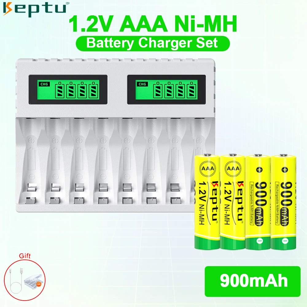 1.2V Ni-MH AAA Battery 900mAh Rechargeable AAA Batteries LR3 LR03 3A Battery for wireless Mouse+LCD Smart Charger