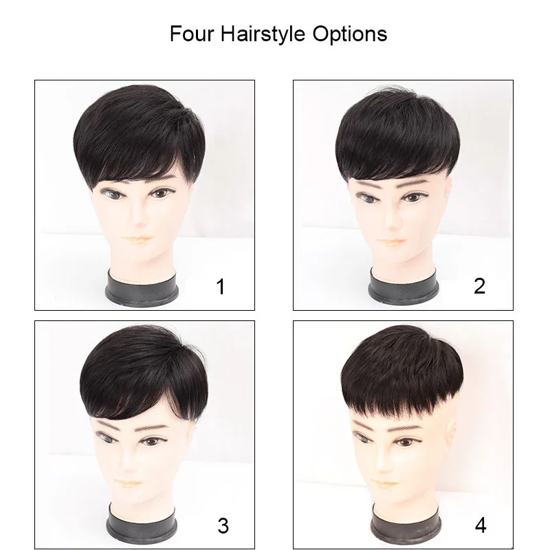 남성용 16x18cm 부분 가발, 탑 헤어 리플레이스먼트 패치, 짧은 인조모 남성용 헤어 리플레이스먼트 패치