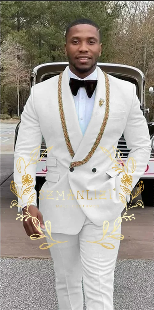 Double Breasted Mint Green Men Suits Wedding Prom Gold Beads Shawl Lapel Costume Homme Terno Masculino Slim Groom Tuxedos Blazer