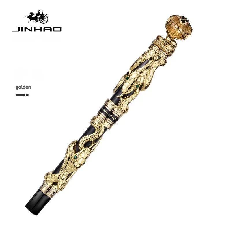 Imagem -04 - Jinhao Metal Cobra Caneta Fonte f 1.0 mm Nib Cobra Padrão Luxo Elegante Canetas Fonte Escrita Escola Material de Escritório Papelaria