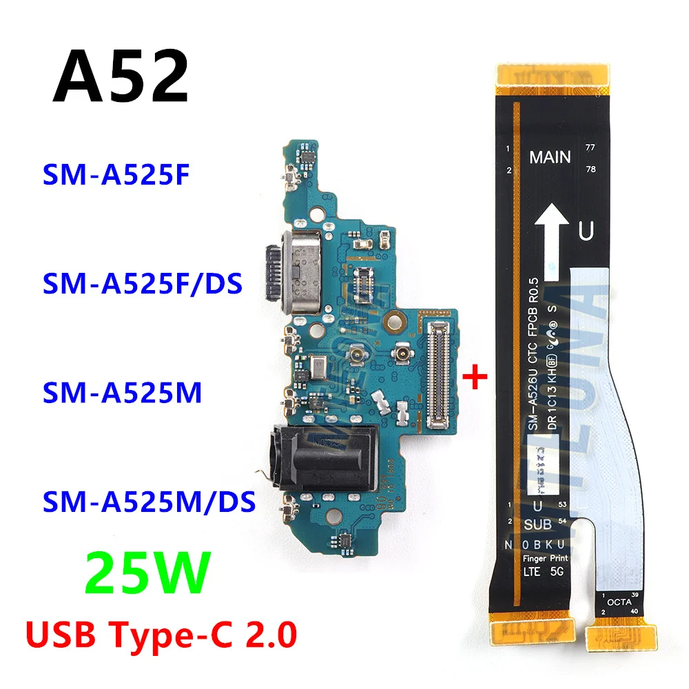 USB Charging Dock Board For Samsung Galaxy A52 SM-A525F, A525M A525USB Type-C 25W Connector Port Motherboard Cable Flex