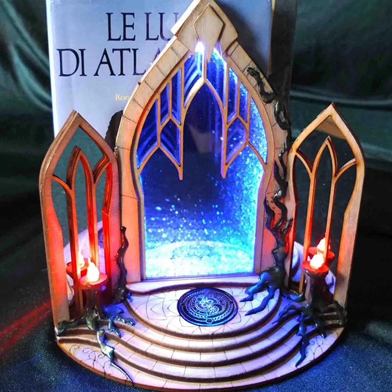 Stargate Bookends Ornaments Table Lamps Gifts LED Lighted Portal Bookends Two-Way Galaxy Door Creative Decor