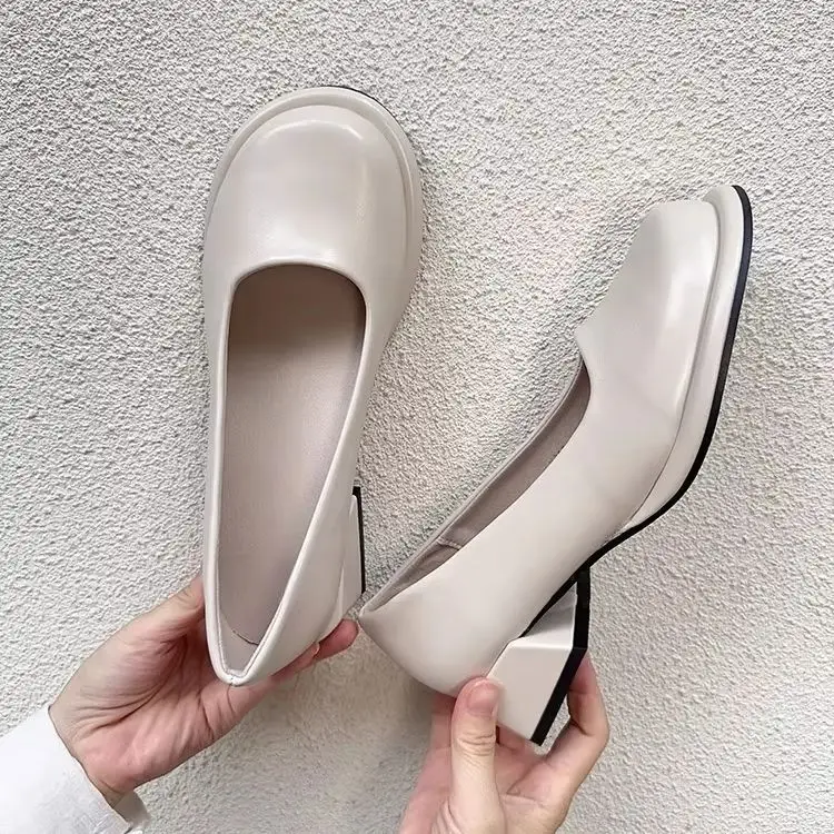 Spring Women's Cute Mary Jane Shoes Round Toe Thick Heel Elegant High Heels Office Daily Ladies Casual Shoes