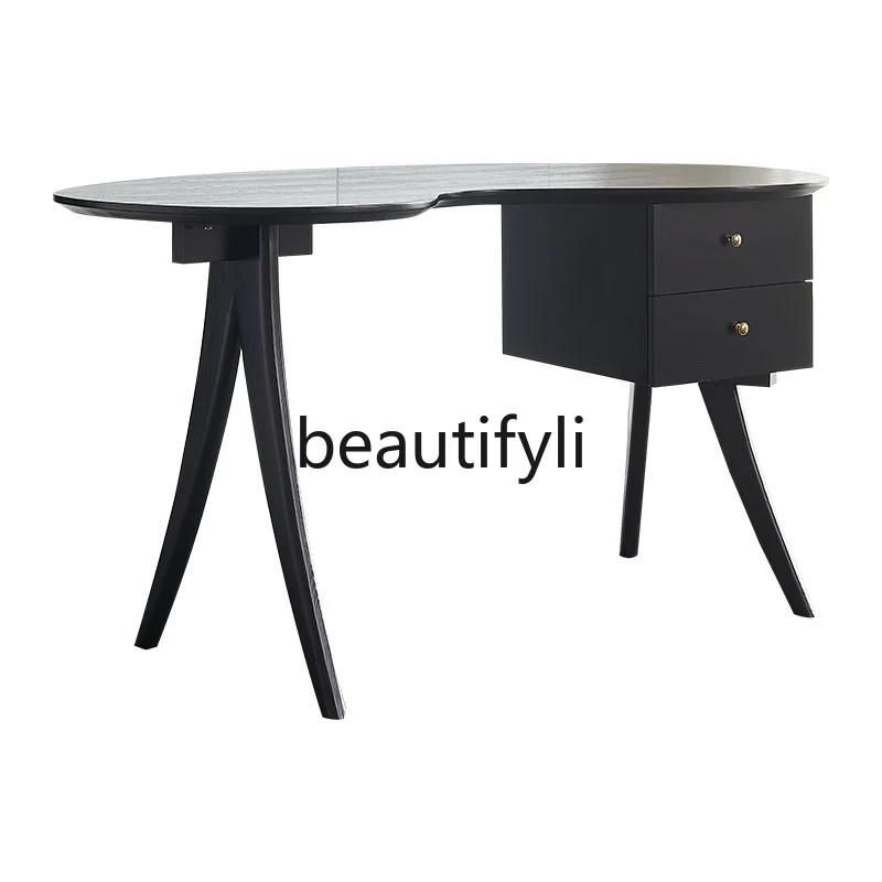 

Italian minimalist solid wood computer desk Nordic simple light luxury office desk and chairs