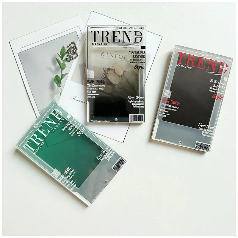 1pc Magazine Style Acrylic Photo Frame for 3 inch Polaroid Photo Card Display Frame Protective Cover DIY Decorative Pendant