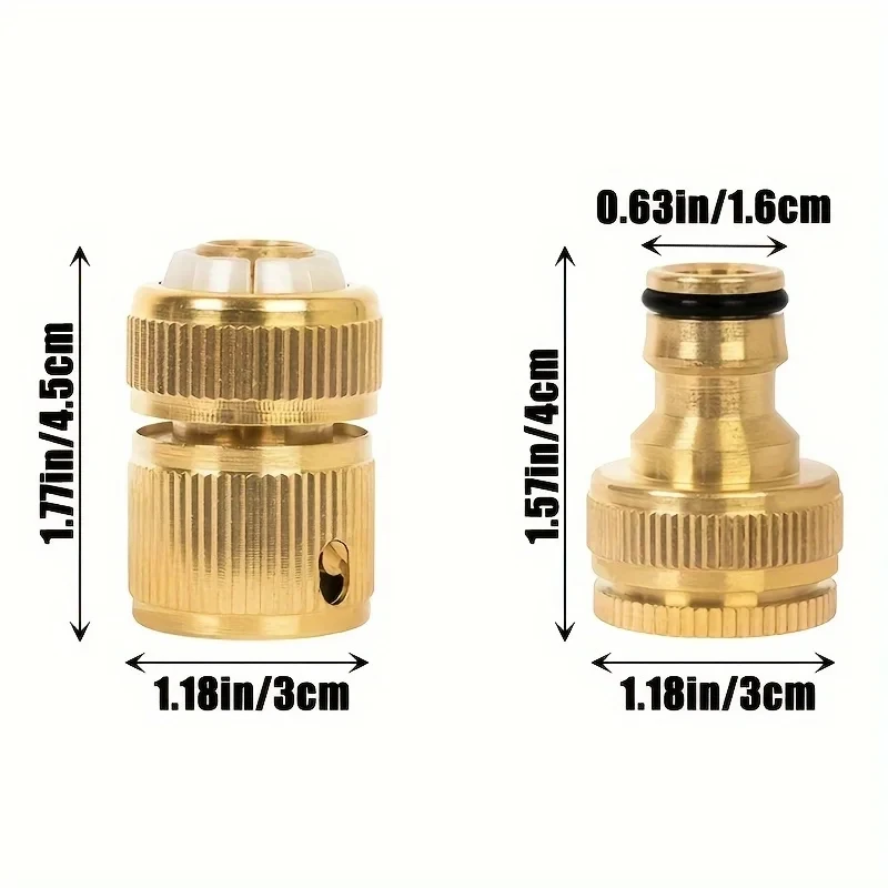 3/5 Pairs Brass Garden Hose Connectors - 1/2