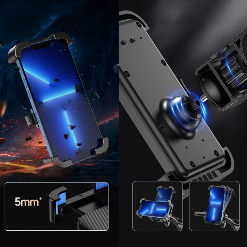 Quick Install Bike Handlebar Phone Mount With Anti Slip Silicone For Motorcycles Scooters And All Smartphones Up To 7.2 D2RC