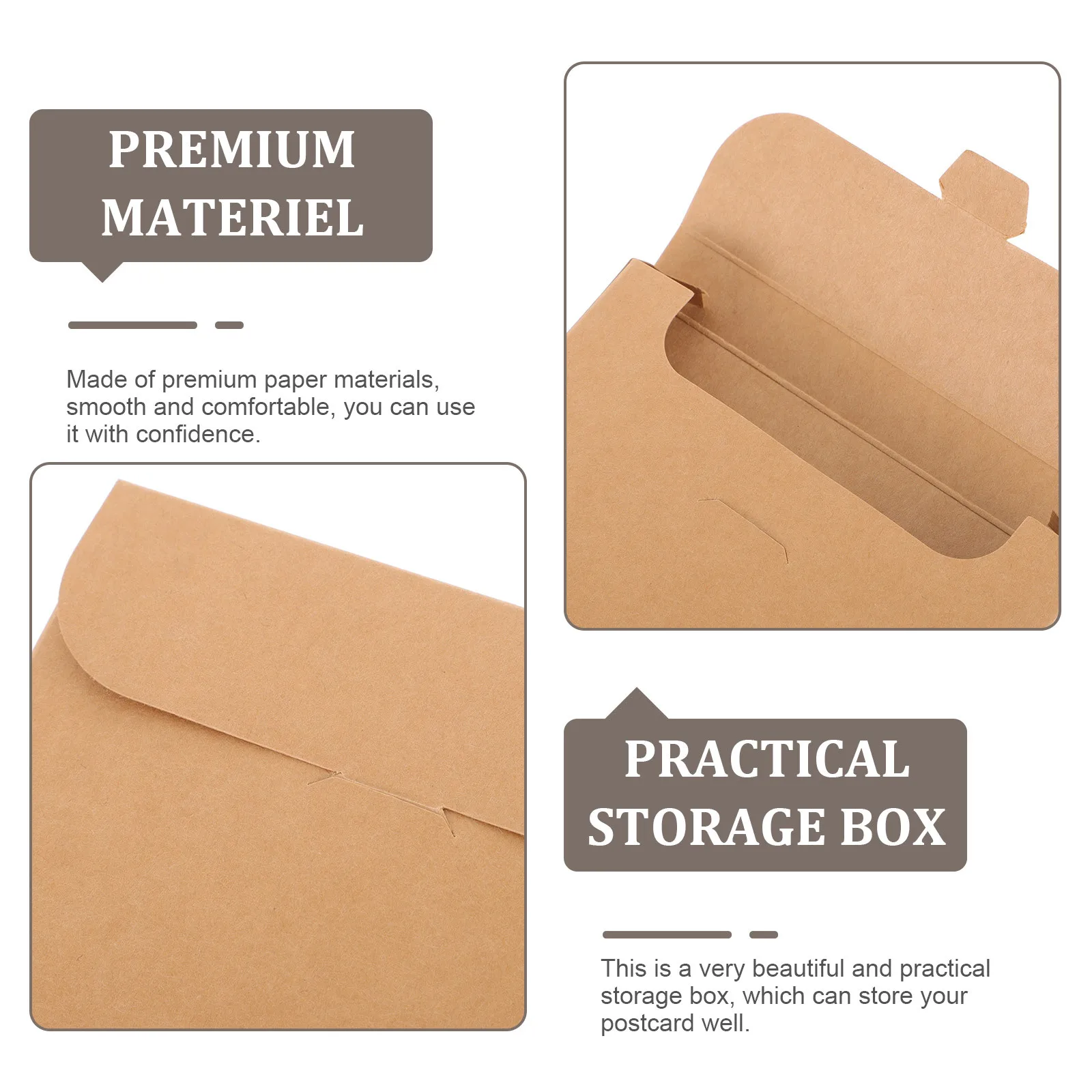 

20Pcs Kraft Paper Postcard Box Storage Solution for Pictures Photos Cards Envelopes Invoices Cash Blank Card Organizer Container