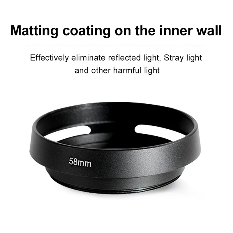 37/39/40.5/43/46/49/52/55/58/62mm Metal Hollow Camera Lens Hood for Fuji Nikon Pentax Sony Olympus Canon Hollow out Lens Hood