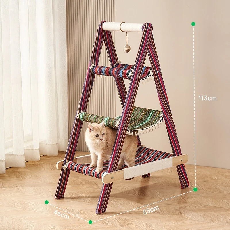 Hamac multi-niveaux pour chat, hamac en jute, lit multi-niveaux pour chat, boule à gratter pour chat, colonne à gratter pour chat