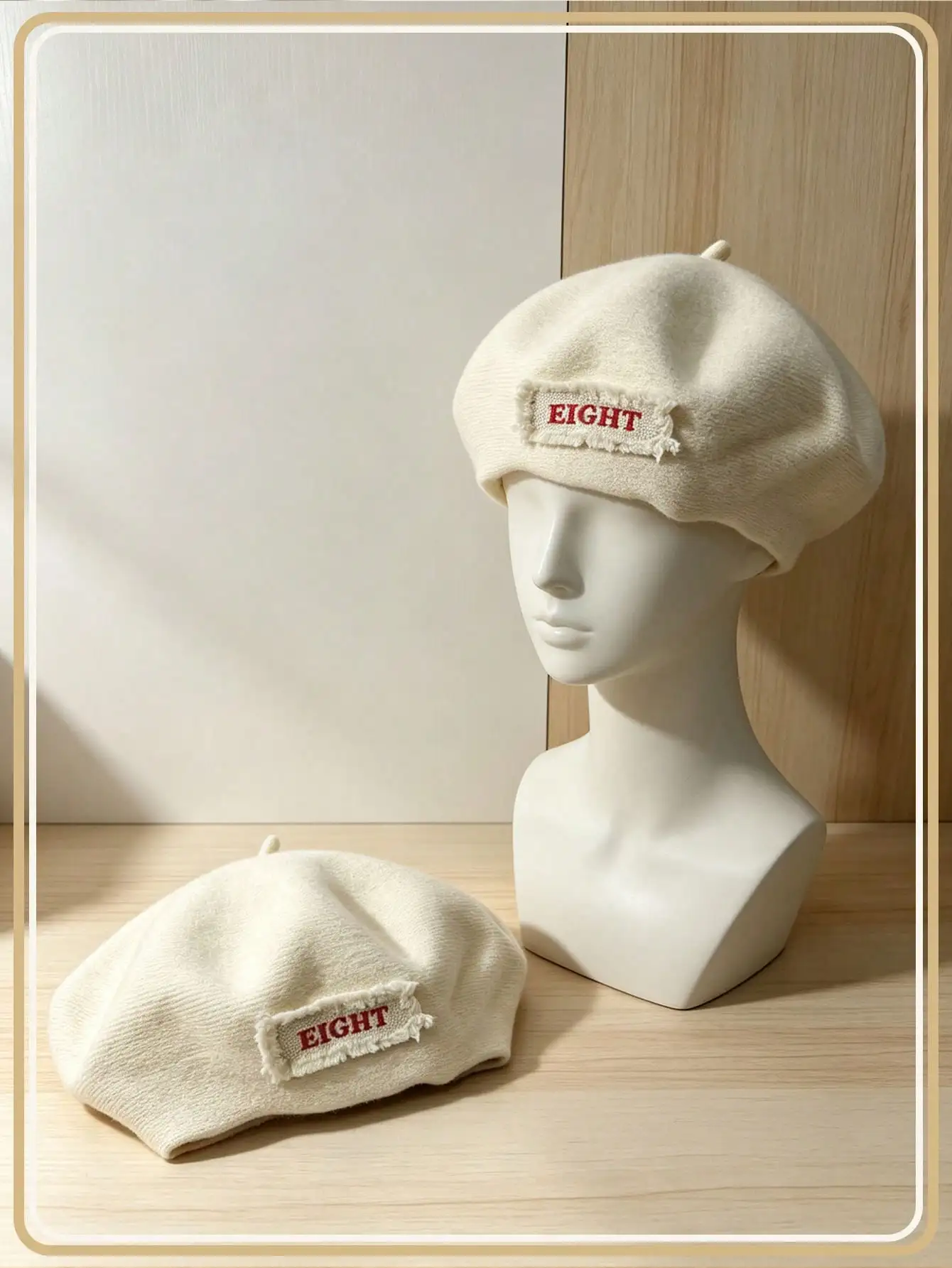 1pc Women's Solid Color Casual Bohemian Vintage Court Style Party Cute Street Elegant Polyester (Polyester) Solid Color Women's Beige EIGHT Letter Fabric Label Beret Hat Minimalist Solid Color Vintage Painter Hat SC260916153944395971597