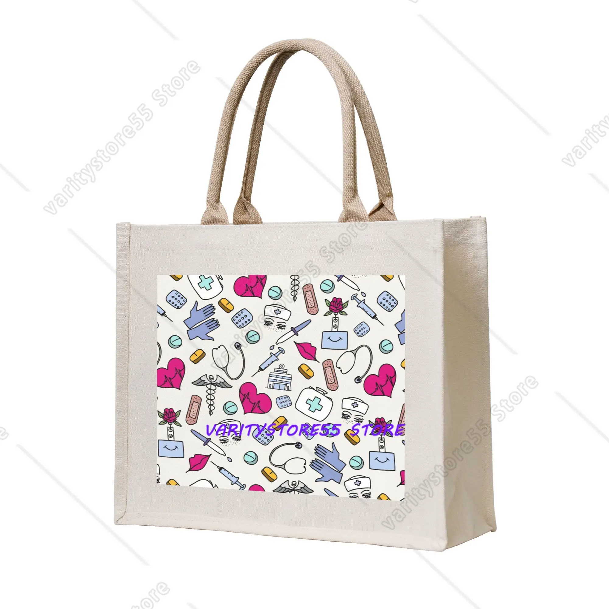 

Модная сумка-шоппер с мультяшным рисунком медсестры, большая вместительная портативная сумка через плечо для покупок и хозяйственных нужд