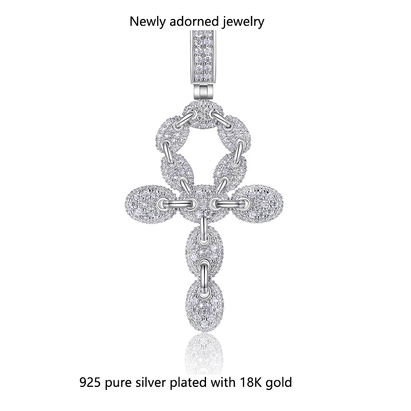 

Amazon bestseller 925 sterling silver pendant without chain, set with full moissanite stones, European and American fashion cros