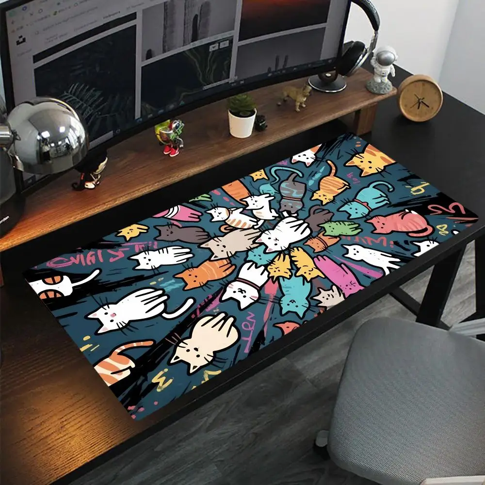 

Colorful cute catMouse Pad Oversized lock edge mouse pad for gaming 1computer keyboard and desk