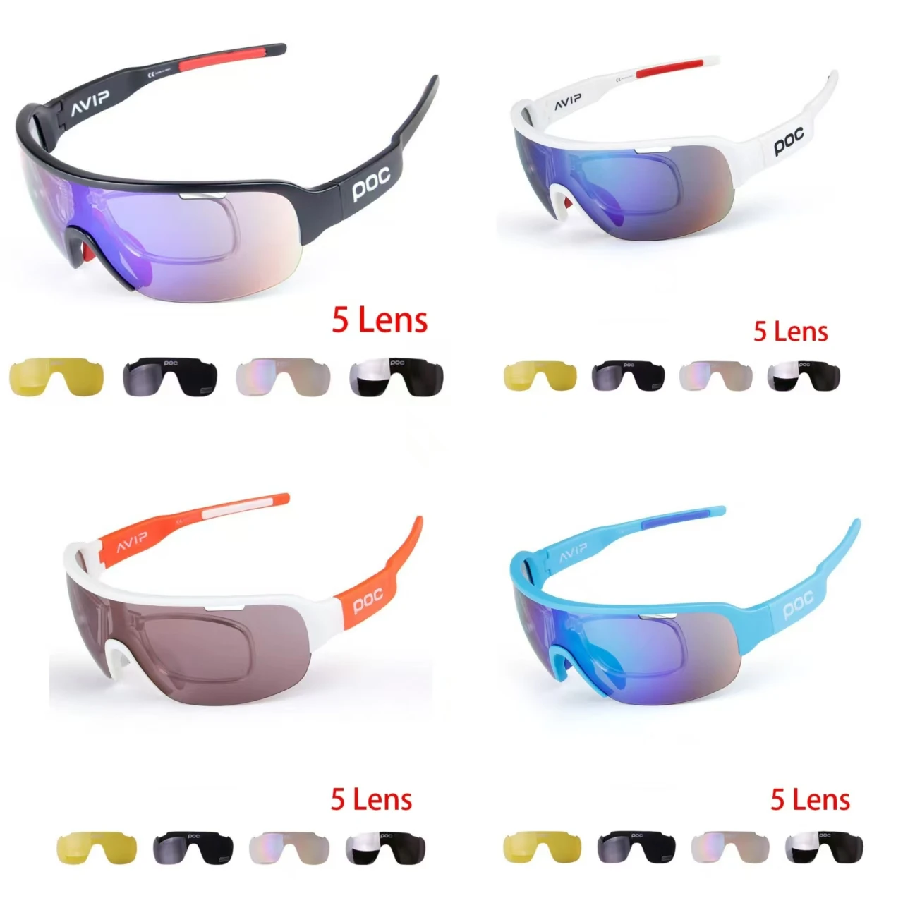 5 colou POC  glasses Outdoor sports boys and girls running marathon cross country desert Gobi sand and wind protection eyes