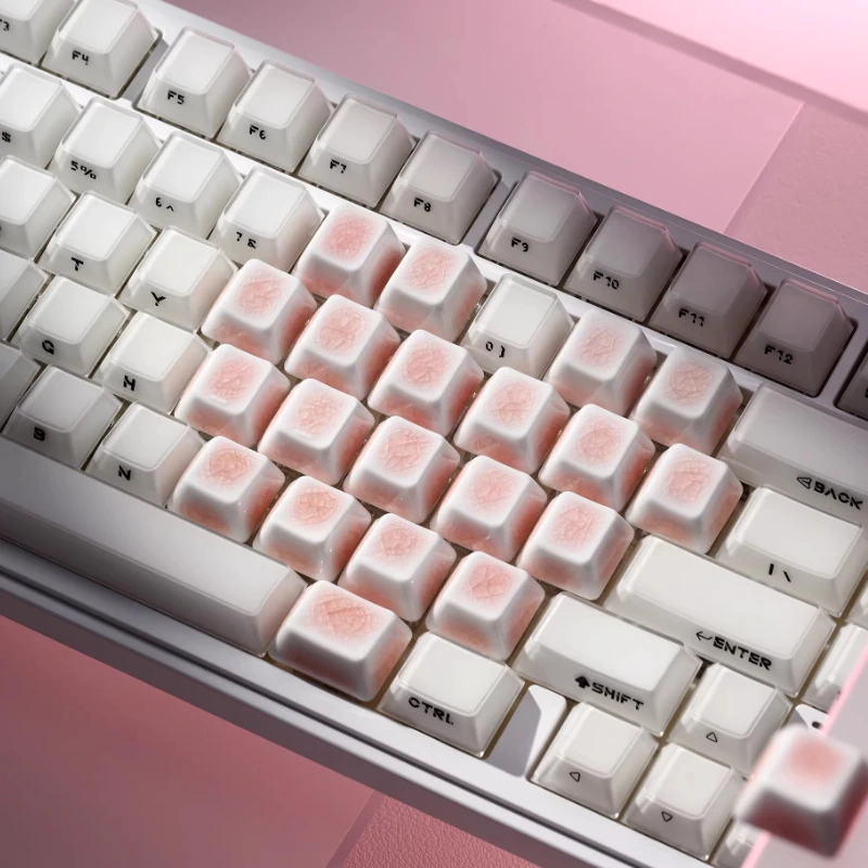 

Керамическая клавиатура Ice Crack Love, индивидуальная 21-клавишная розовая клавиатура с вишневым профилем для механической клавиатуры, керамический материал, длиннее использование