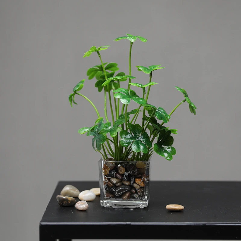 Mini Planta Artificial de bonsái, plantas falsas de 25cm, en maceta, pequeño, verde, árbol de imitación, hojas tropicales para escritorio, decoración interior del hogar