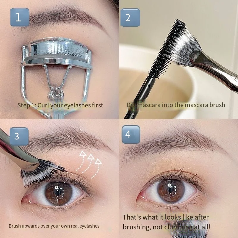 Flat Head Soft Bristled Cosmetics Brushes Folding Fan Mascara Brush Lower Eyelash Makeup Tools Professional Beauty Accessories