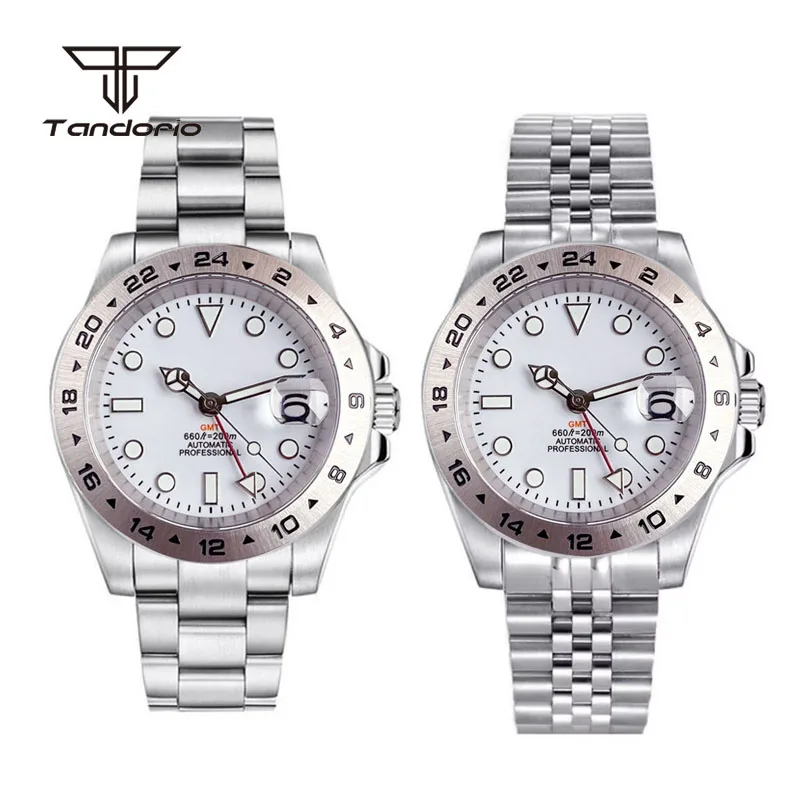 

Tandorio Automatic NH34 Men's 39mm Stainless Steel Watch Date Mechanical 24H GMT Bezel Wristwatch Sapphire Luminous Waterproof