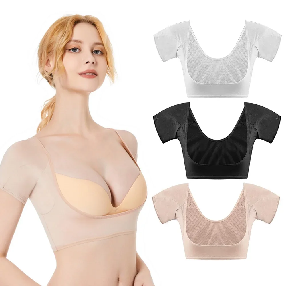 T-shirt Sweat Pads Underarm Sweat Vest Armpit Perspiration Guards Sweat Proof Shirt Washable Protector for Women Girls