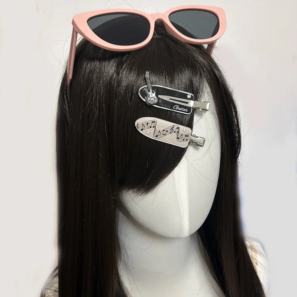 Original Harajuku Piano Guitar Hair Clip with No Trace on the Side Women's Bangs Duckbill Headwear Y2K Valentine's Day Gift view 2