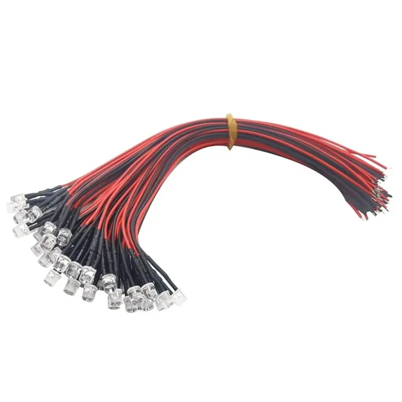 

ABJN-100 шт. в комплекте, 20 см, предварительно подключенные светодиодные лампы 5 мм, предварительно подключенные светодиоды для домашнего декора своими руками, DC3.7V-12V