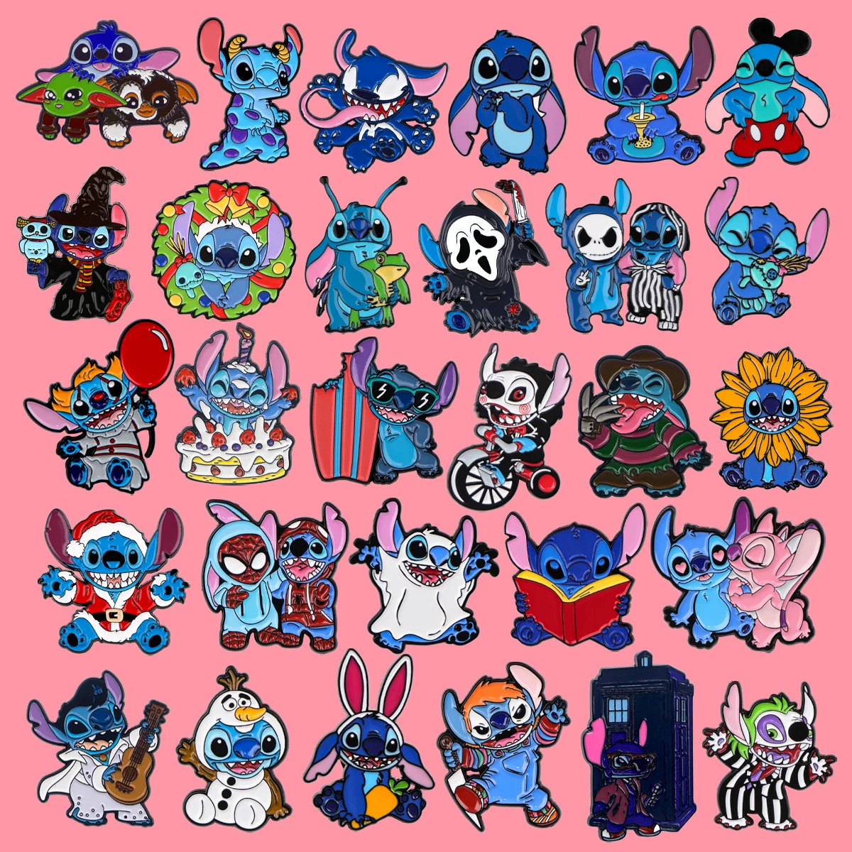 Zabawna Kreskówka Anime Emalia Szpilka Stitch Alien Broszka Przypinka do klapy Odznaka na plecaku Odzież Akcesoria Moda Biżuteria Prezent na Halloween