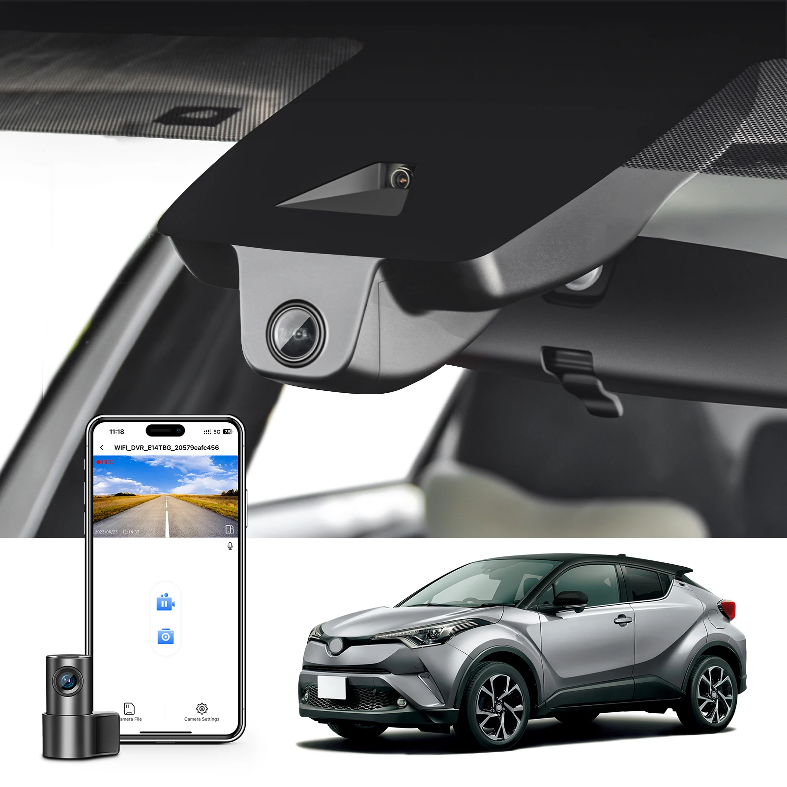 كاميرا القيادة الأمامية 4K والخلفية 1080P لسيارة Toyota C-HR موديل A/B (2018) - 2022) مع شاشة ركن السيارة G-Sensor WiFi تطبيق مجاني #1