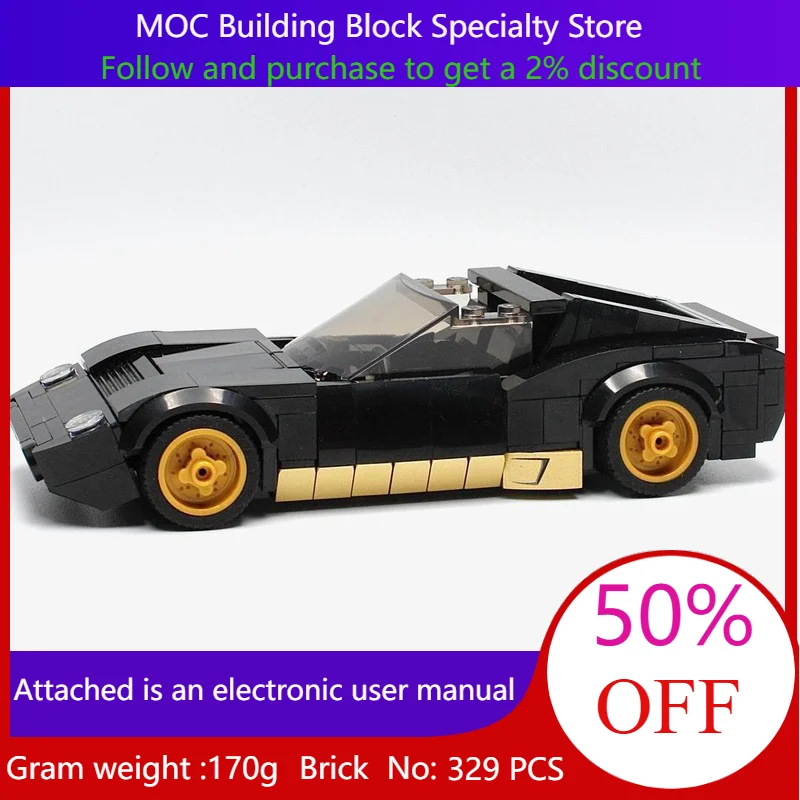 329 Pieces Building Block Model Advanced MOC Construction Set Miura V12 Racing Car Toy For Kids Adults Christmas Gift Idea