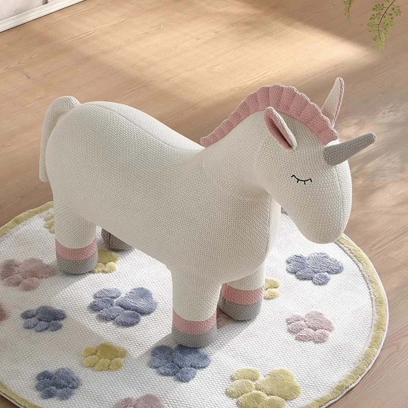 어린이 보조 의자 어린이용 나무 동물 유니콘 의자 승용 오토만 장난감 창의적인 의자 어린이용 스툴