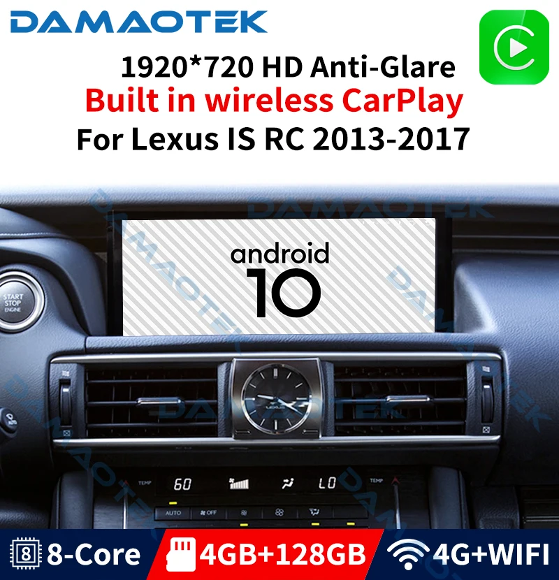 

Damaotek android 10.0 10.25" autoradio multimedia wireless car radio dvd player for Lexus IS RC 2013-2018 wireless carplay