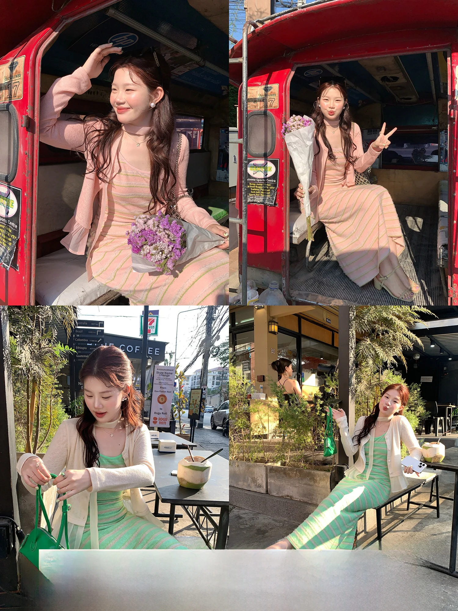 

Korean Sle round Ne Knitted Sweater Women's Open Cardigan Spring Top Me Splicing Design Cotton Long Sve Striped Pattern