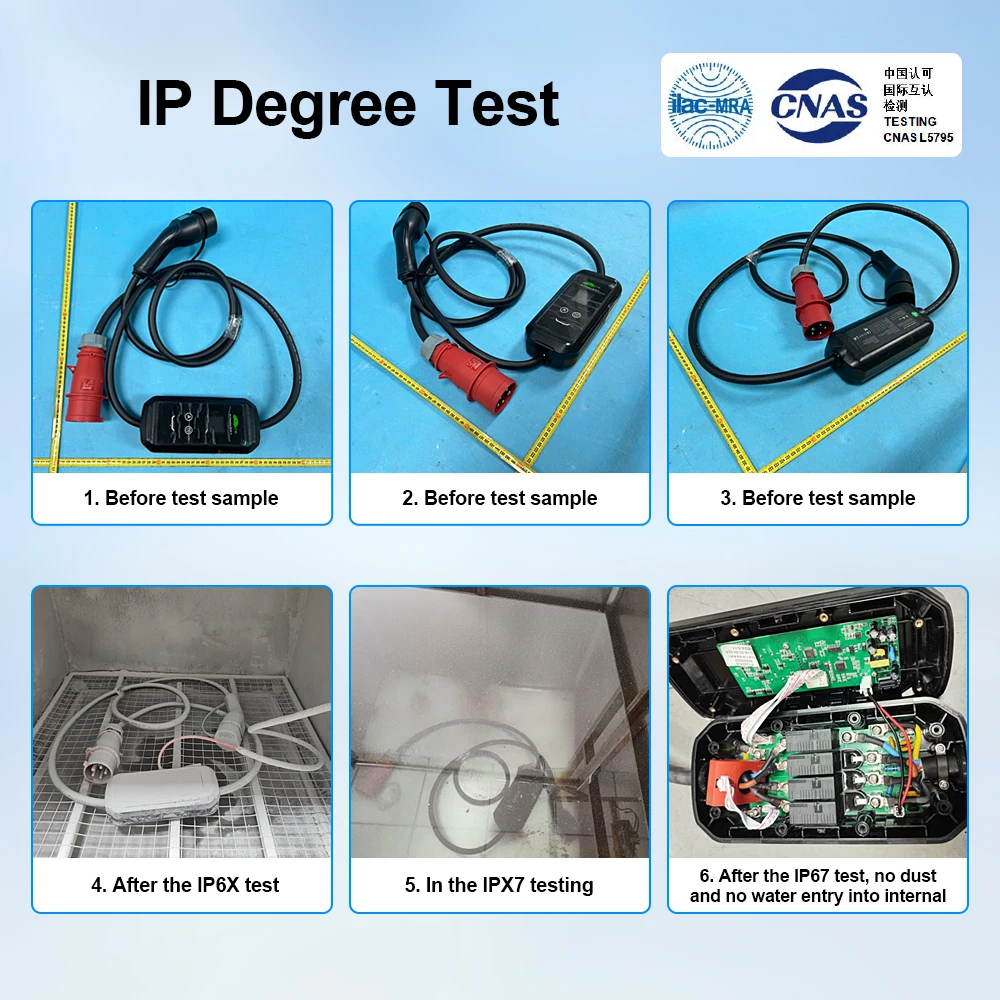 Cargador EV ajustable GBT, dispositivo estándar 16A3.6kw 32A 7.2kw con enchufe Schuko CEE Blue Power, 5m de largo, pantalla de visualización de 220V, IP66