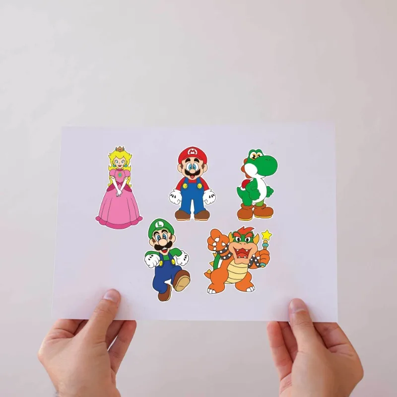 Super Mario Puzzle Anime Adesivos, Make-a-Face Montar, Decalque DIY Engraçado, Jigsaw Montar para Crianças, Presente de Aniversário da Menina, 6 Folhas