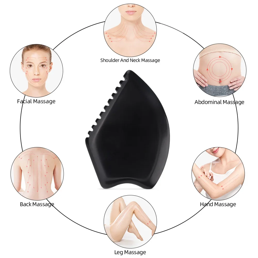 Natural Jade Face Gua Sha Tool Crystal China Bian Shi Stone Mineral Skin Care Massager Head Comb Body Health Massage Scraper