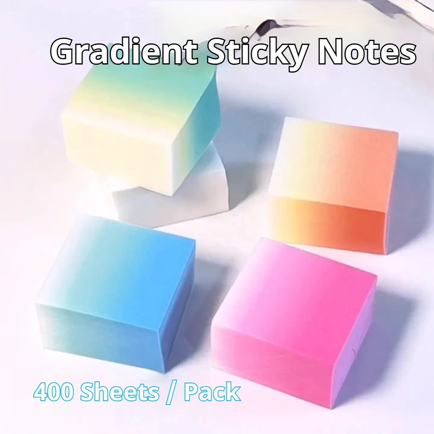 Transparent Gradient Sticky Notes 400 Sheets 75×75mm Self‑Adhesive No Residue Removable Memo Pad  for Student Office Stationery
