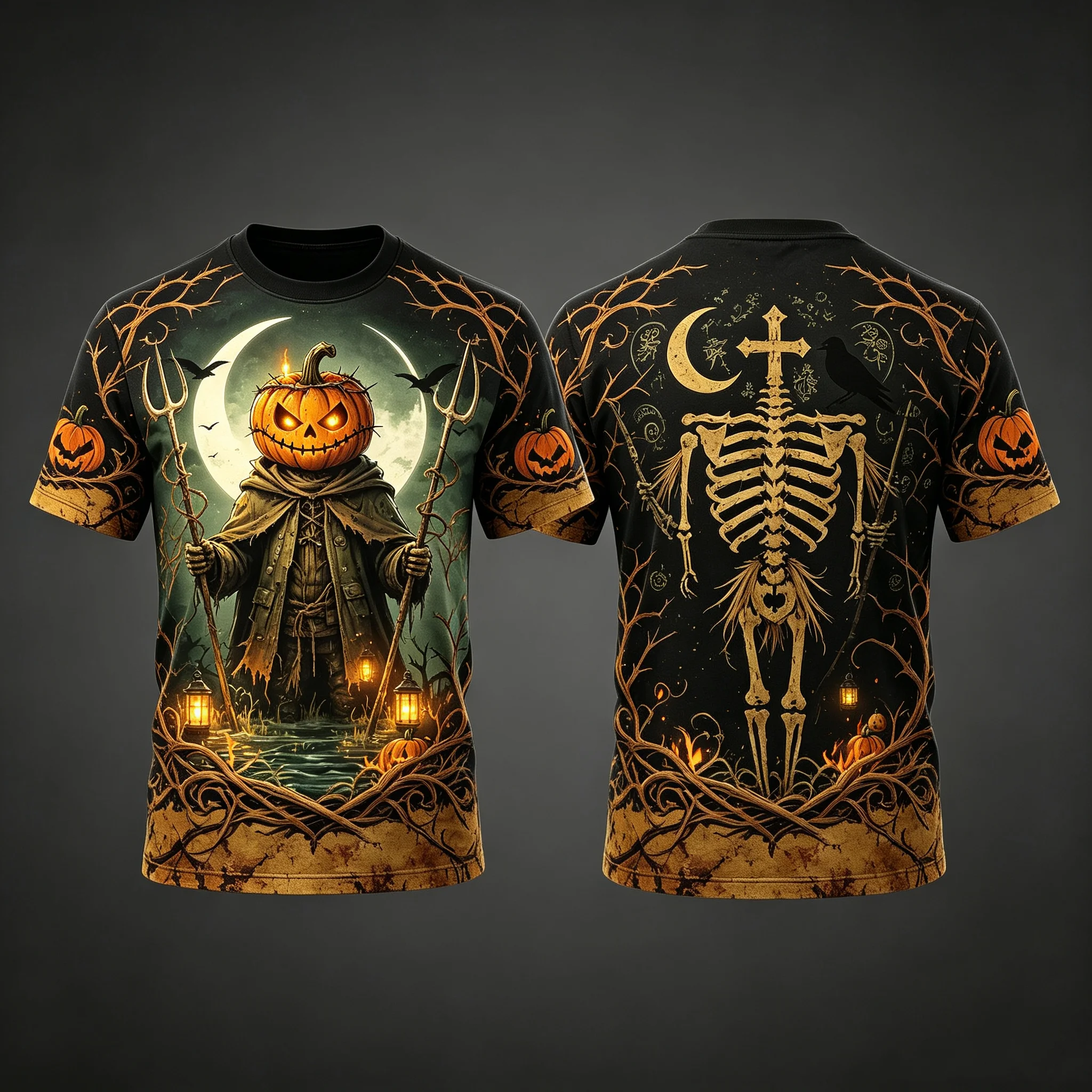 New Pumpkin Skull Series Halloween Party Pattern Short Sleeve T-Shirts Fashion Men Women T Shirt Outdoor Street Parent-child Top