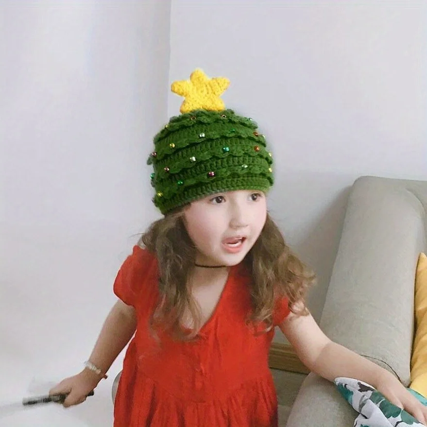 Autumn and Winter Parent Child Hats Christmas Adult Children's Hats Christmas Tree Star Knitted Hats Warm Gifts
