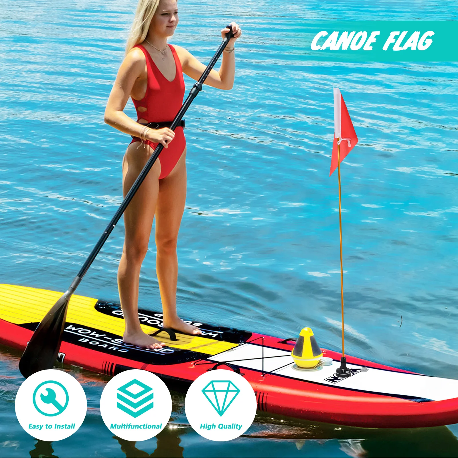 مجموعة واحدة من علم كاياك الاحترافي متعدد الوظائف مع عمود قابل للطي وحامل ثابت مقاوم للصدأ للتجديف والسفر والتخييم #3