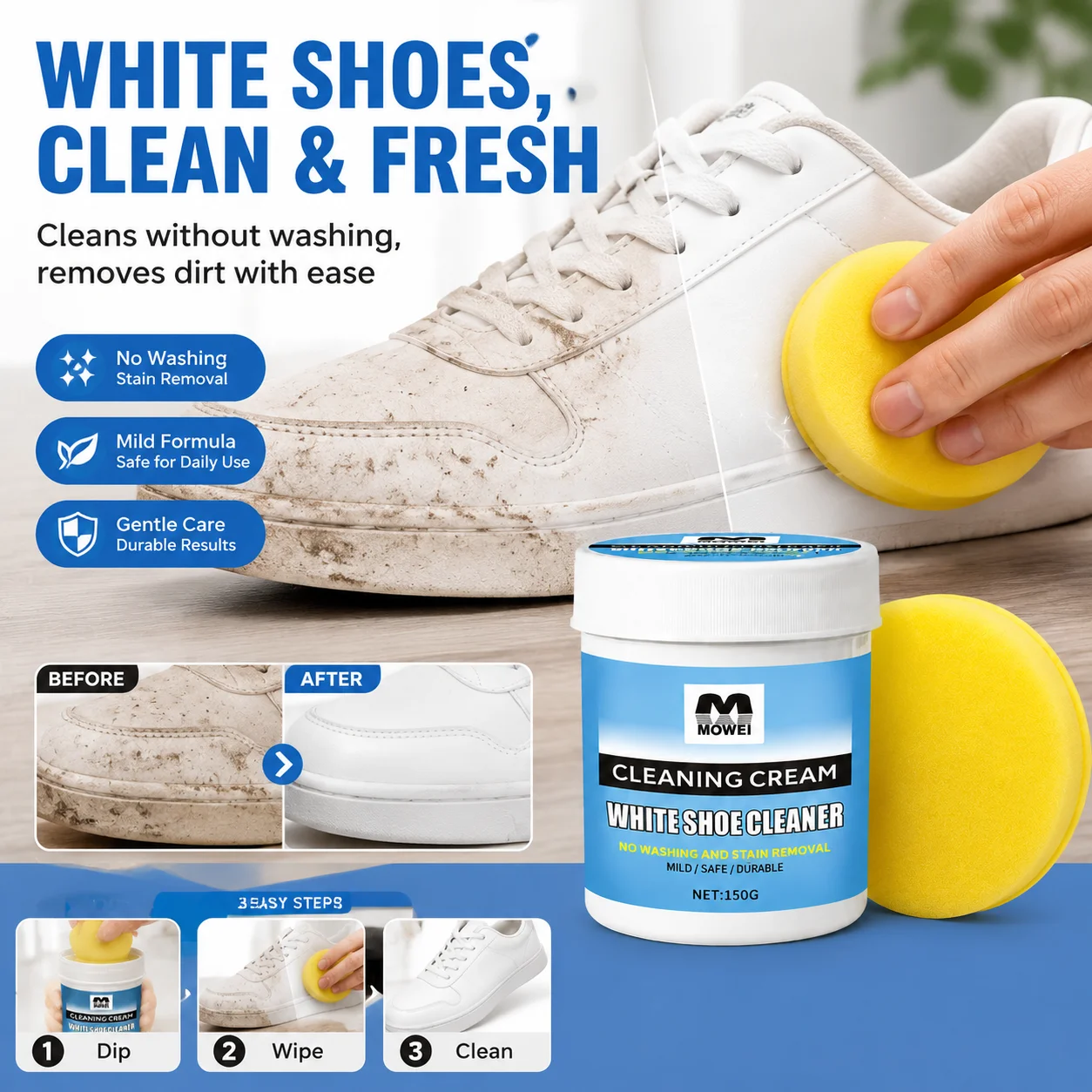 ホワイトシューズクリーナー、強力な黄ばみ・汚れ除去剤、キャン - Sneaker Cleaner のレビューと価格
