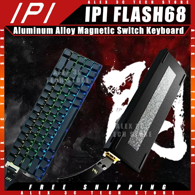 

IPI FLASH68 Механическая клавиатура Магнитный переключатель из алюминиевого сплава 8k Скорость поката Киберспорт Индивидуальная игровая клавиатура Аксессуары для ПК