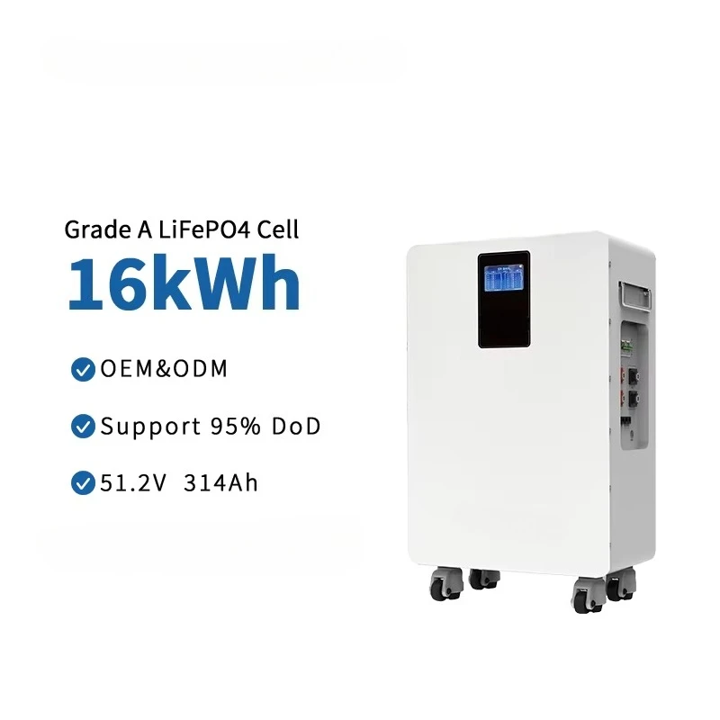 Floor-Standing 16kWh 51.2V 314Ah 95% DoD Mobile Solarire Lithium Iron Phosphate Battery Pack for Residential