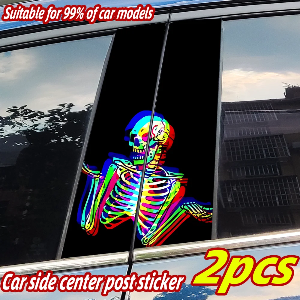 

Dazzling Skeleton Car Stickers Auto B Pillar Waterproof Center Column Decor Cover Scratches Car Doors Pillar Decals Accessories