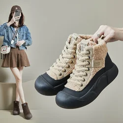 Thickened Fleece-lined Women's  Winter New Snow Boots Non-slip Warm Footwear High-top Cotton Shoes Casual Sports Board Shoes