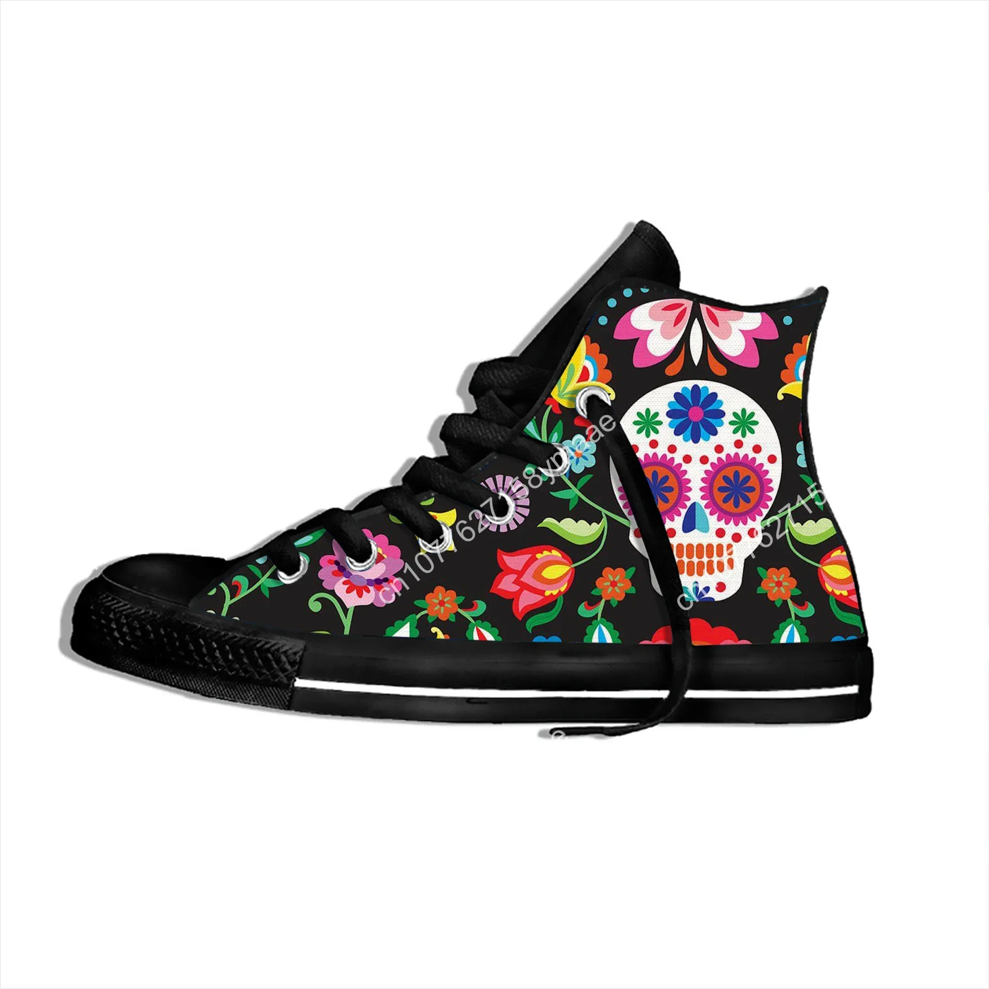 Fashion Mexican Sugar Skull Dead Vintage Novelty Design Lightweight High Top Canvas Shoes Men Women Casual Breathable Sneakers - view 4