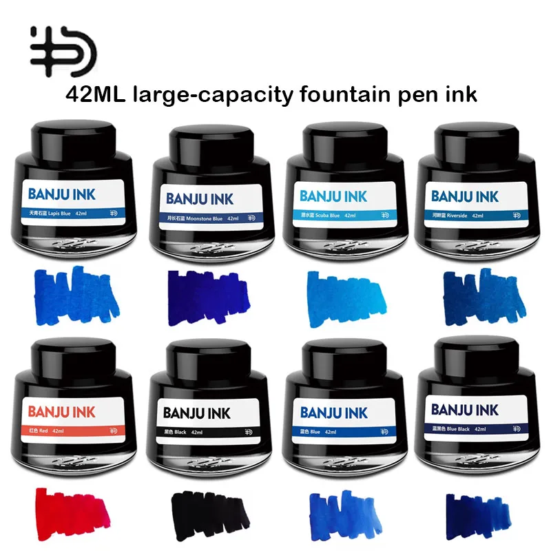 

BANJU Budo Series Fountain Pen Ink 42ml Large-capacity Black Non-carbon Dye-type Ink Blue-black Ink Stationery School Supplies