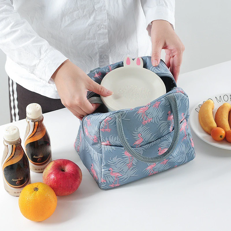 Izolowana torba na Lunch termiczne torebki trzymające ciepło przenośne piknikowe damskie pudełko śniadaniowe dla dzieci wzór funkcjonalny Cooler torebka chłodząca Tote