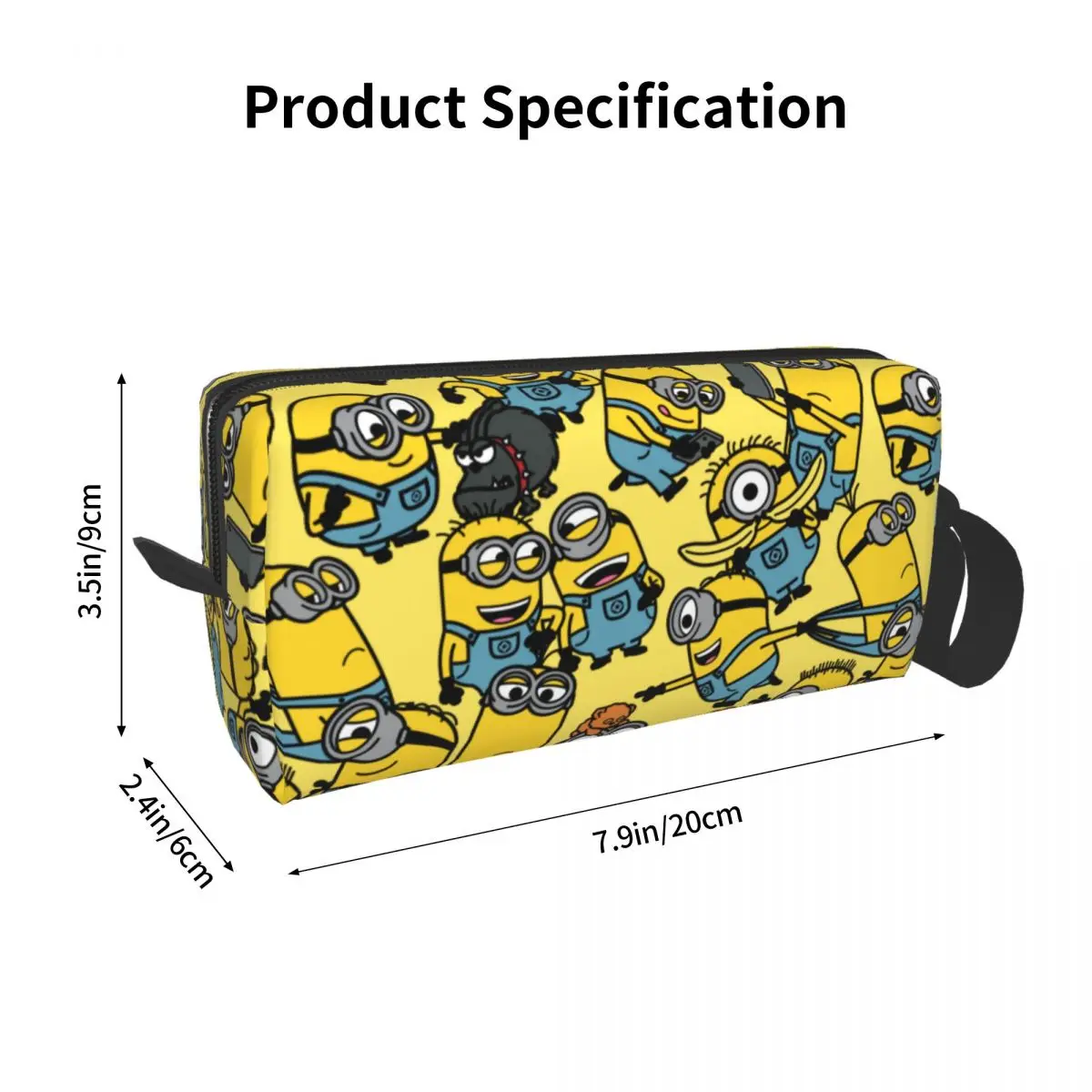 Bolsa de maquillaje grande de dibujos animados Minions The Rise Of Gru, bolsa con cremallera, bolsas de cosméticos de viaje, bolsa de aseo portátil