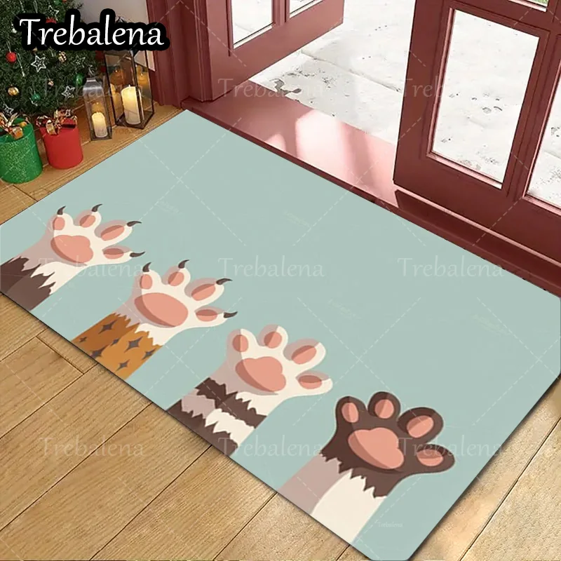 1 قطعة ترحيب سجادة باب لطيف الحيوان باو طباعة ممسحة لديكور مدخل المنزل